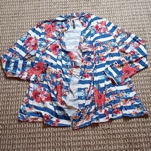 Rags and Couture Cardigan Blouse Shirt 2XL Plus Size Floral Wrap Sweater Top